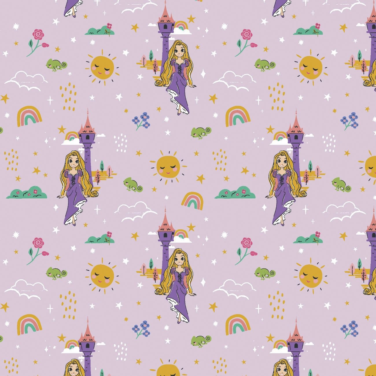 Princess Rapunzel Tangled Disney cotton fabric-100% Cotton - continuous cuts- Heart of a Princess - Licensed Fabric