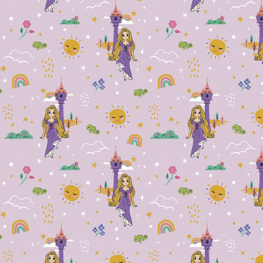 Princess Rapunzel Tangled Disney cotton fabric-100% Cotton - continuous cuts- Heart of a Princess - Licensed Fabric