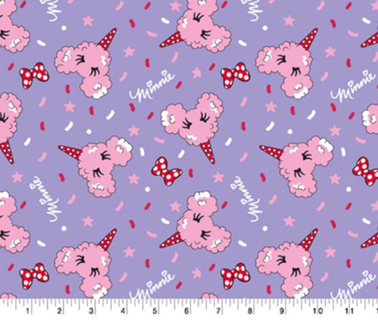 Disney All That Cherry on Top Disney Cotton Fabric- 100% Cotton - Cotton Candy Cones on Purple Licensed Fabric
