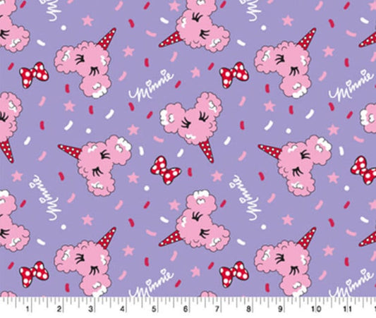 Disney All That Cherry on Top Disney Cotton Fabric- 100% Cotton - Cotton Candy Cones on Purple Licensed Fabric