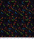 Hi Fashion Tossed Music Notes in Black - Sheet Music Fabric - 100% Cotton -