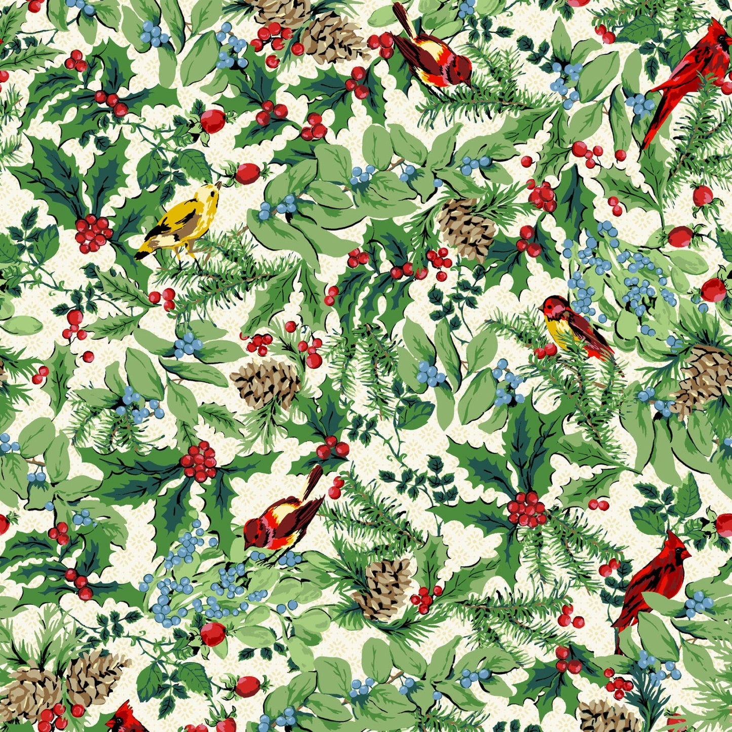 Maywood Studios - Cardinals Christmas Fabric -  100% Cotton - Fabric- continuous cuts MAS9911-SW