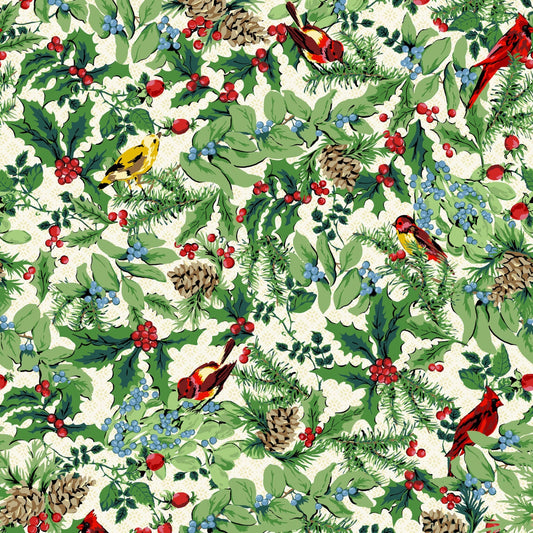 Maywood Studios - Cardinals Christmas Fabric -  100% Cotton - Fabric- continuous cuts MAS9911-SW