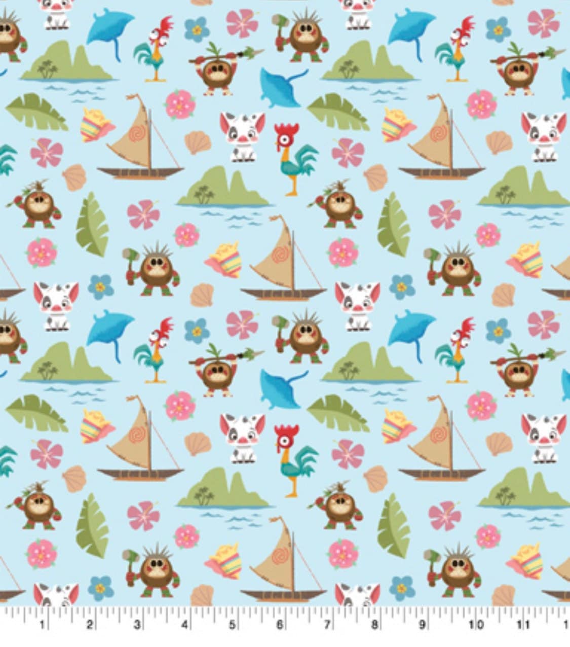 Disney Moana and Friends cotton fabric  - 100% Cotton  continuous cuts- Licensed Fabric