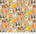 Puppy dog faces on Cream fabric-continuous cuts- 100% Cotton