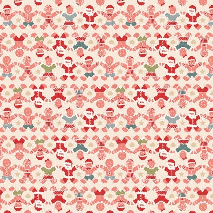 Gingerbread Season cotton fabric - Christmas -by the 1/2 yard- Cotton- holiday- continuous cuts. Lewis & Irene