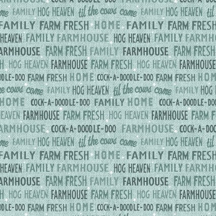 Farm Fresh Words Cotton fabric- Continuous cuts- BEN10459-80 Benartex - Farm Words Turquoise