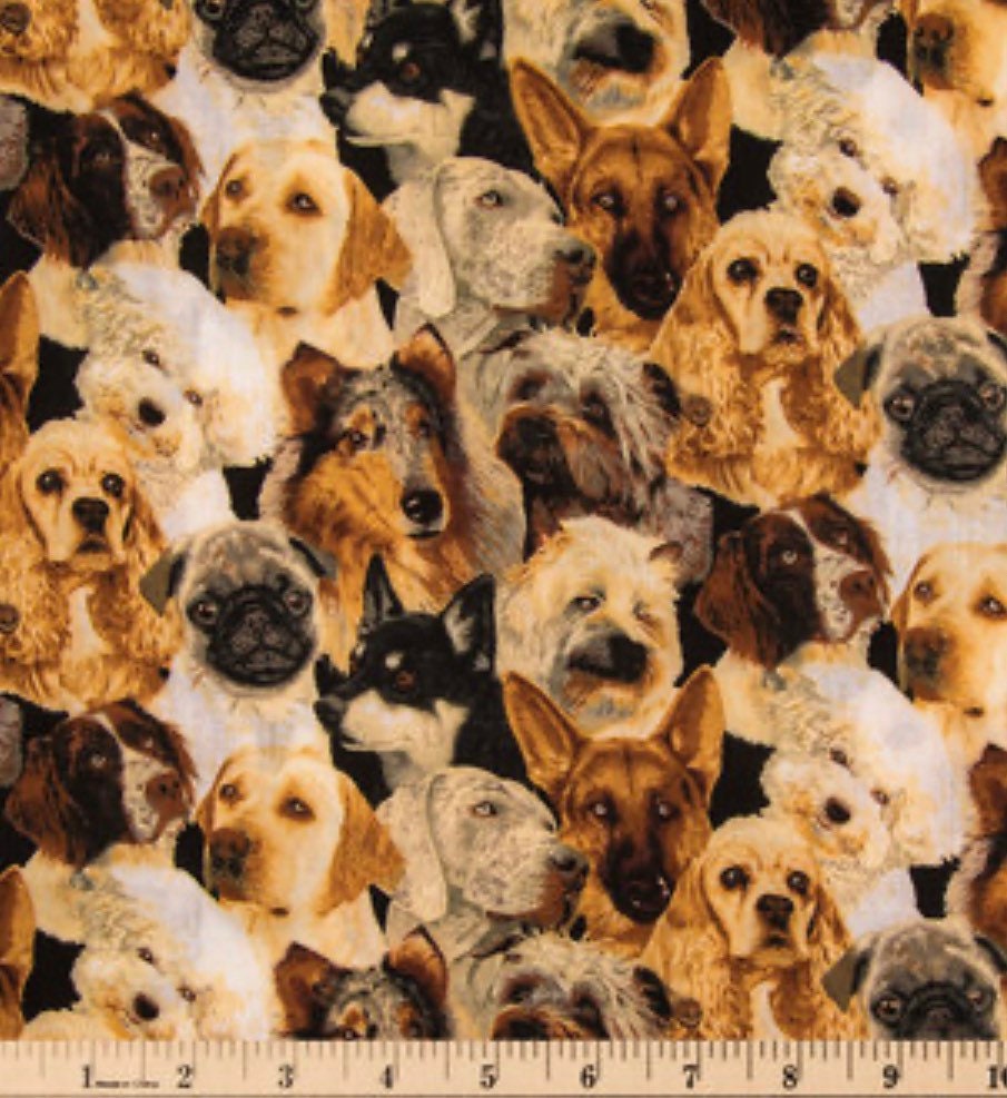 Dogs All Over cotton fabric 100% Cotton - novelty fabric- continuous cuts