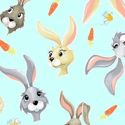 SusyBee Harold the Hare cotton fabric- Continuous cuts- 100% Cotton