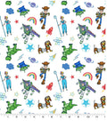Toy Story Cotton Fabric - 100% Cotton - Licensed Fabric - White
