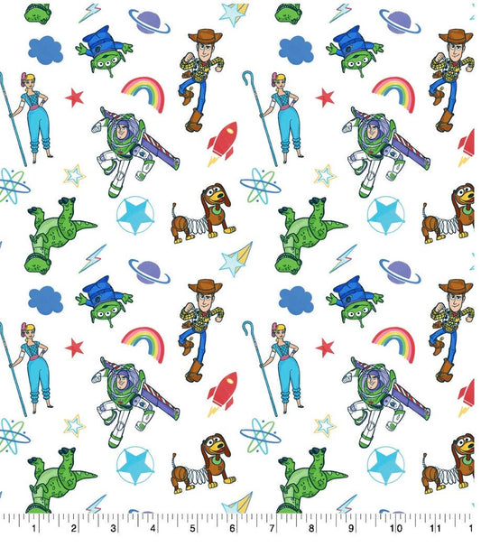 Toy Story Cotton Fabric -  100% Cotton - Licensed Fabric - White
