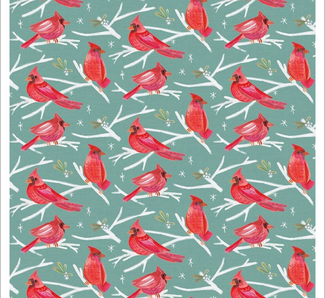 Cardinal Christmas Fabric 100% Cotton - Fabric- continuous cuts