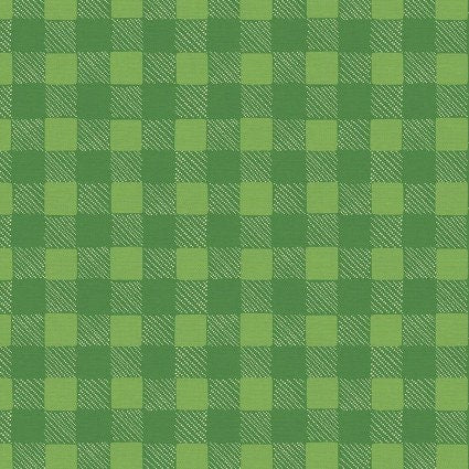 Green Check Christmas Cotton Fabric- continuous cuts- PSF120-22465 - Luck of the Gnome