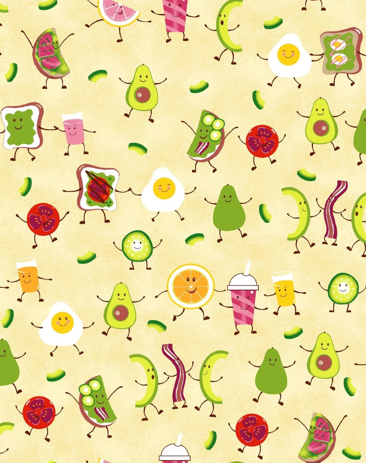 Freckle Lollie Morning Snack Cotton Fabric-Continuous cuts - 100% Cotton - Freckle & Lollie D41-LY