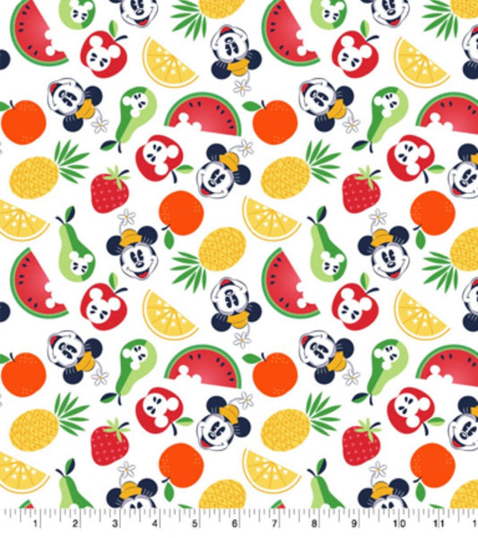 Micky and Minnie Fruit Toss Disney Cotton Fabric- 100% Cotton - Licensed Fabric