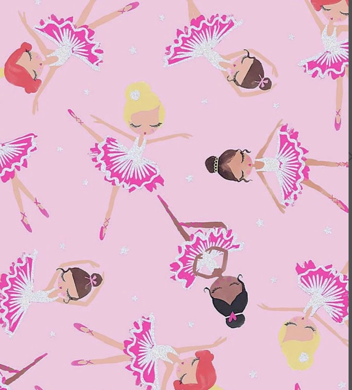 Glitter Accent You're Tutu Sweet Ballerina Cotton Fabric - by the 1/2 yard, fat quarters - Timeless Treasures - Dancers Ballet