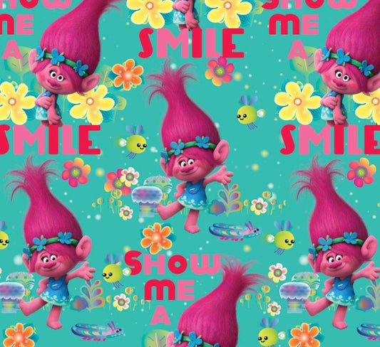 Trolls Fabric - Poppy - Cotton Fabric- 100% Cotton - Licensed Fabric