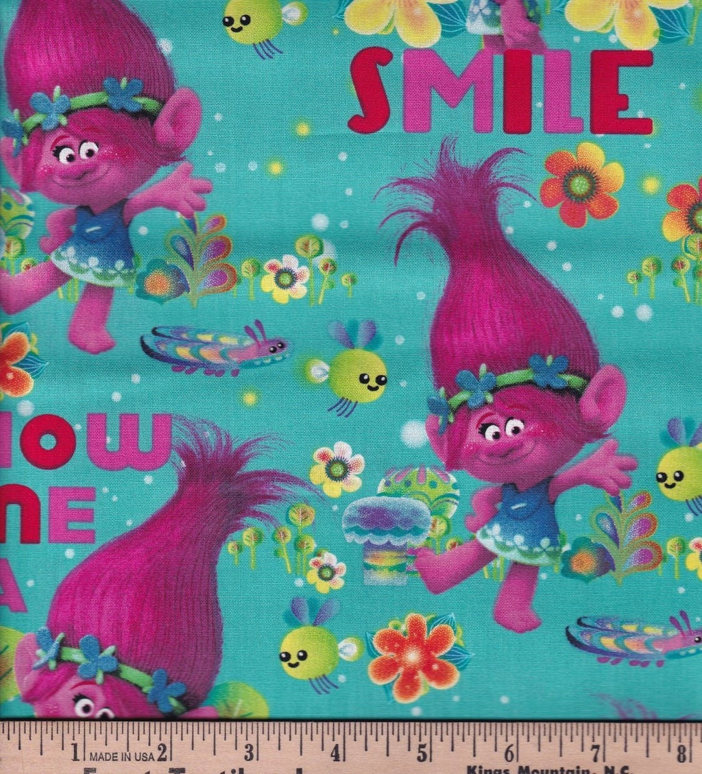 Trolls Fabric - Poppy - Cotton Fabric- 100% Cotton - Licensed Fabric