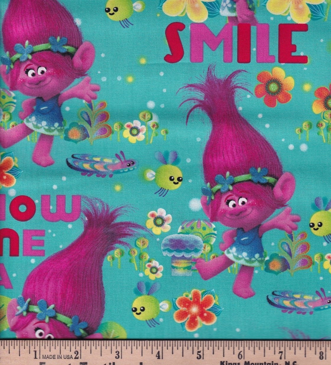 Trolls Fabric - Poppy - Cotton Fabric- 100% Cotton - Licensed Fabric