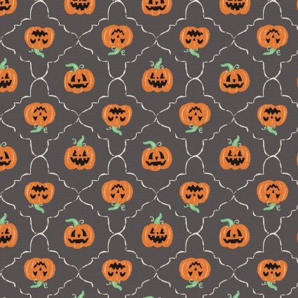 Halloween Village Pumpkin Orange Fabric cotton fabric 100% Cotton