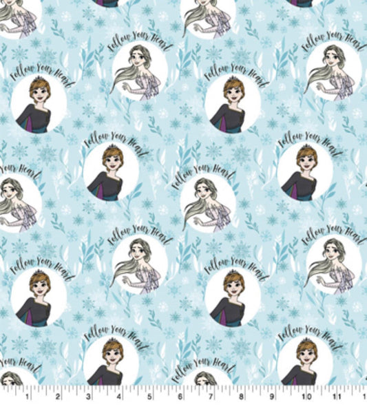 Elsa Anna Disney Cotton  fabric- 100% Cotton - continuous cuts Licensed Fabric