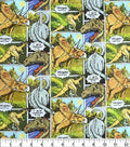 Dinosaur Comic Novelty Cotton Fabric - Collage 100% Cotton - Continuous cuts - by the 1/2 yard