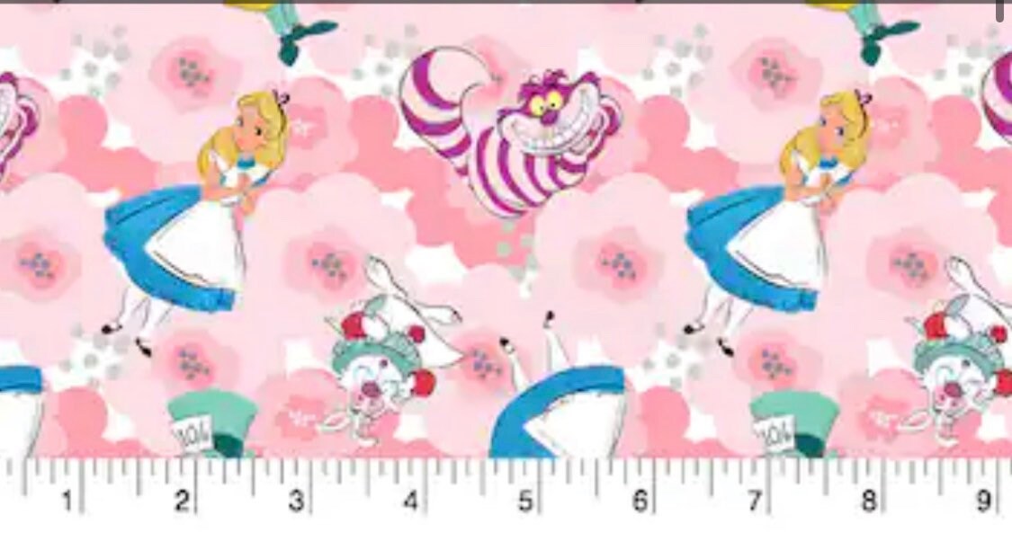Alice in Wonderland cotton fabric- 100% Cotton -continuous cuts