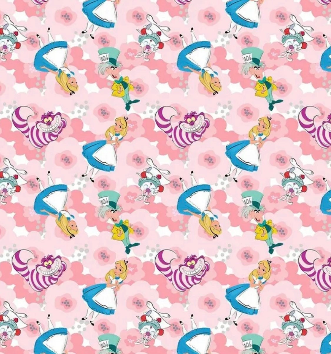 Alice in Wonderland cotton fabric- 100% Cotton -continuous cuts