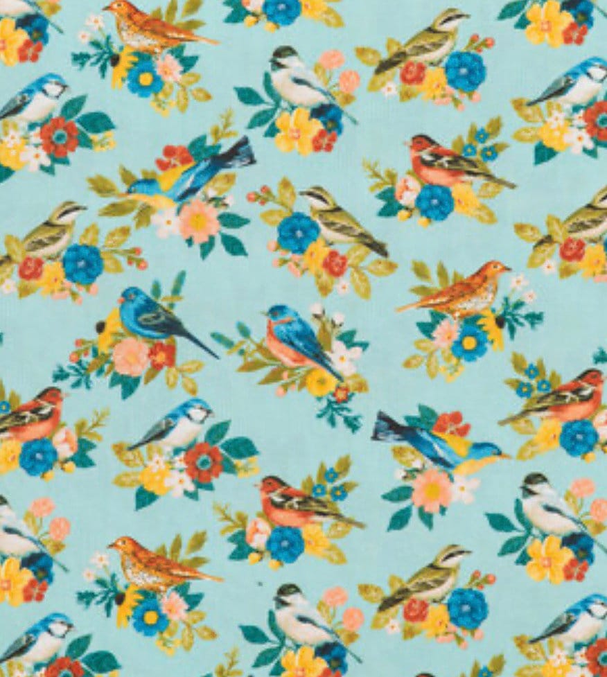 Songbirds Cotton Calico Fabric- 100% Cotton - Fabric Material