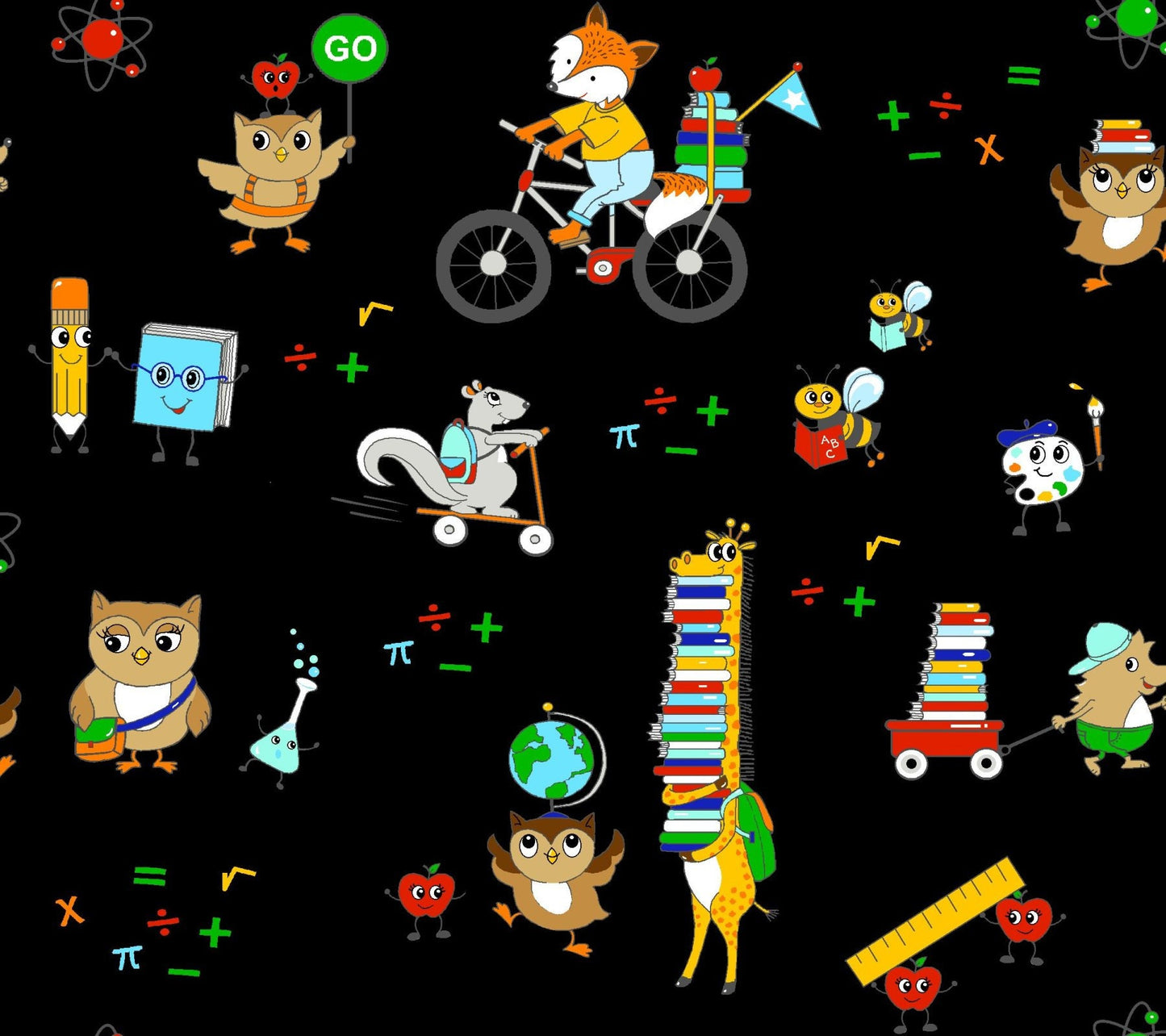 Extra Credit Bookworm library Cotton Fabric- -Freckle + Lollie FL-Extra Credit D73-Z Black - Bookworm