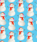 Christmas Snowman- 100% Cotton Freckle & Lollie FL-A Swell Noel D97-E Blue - Best in Snow-Man