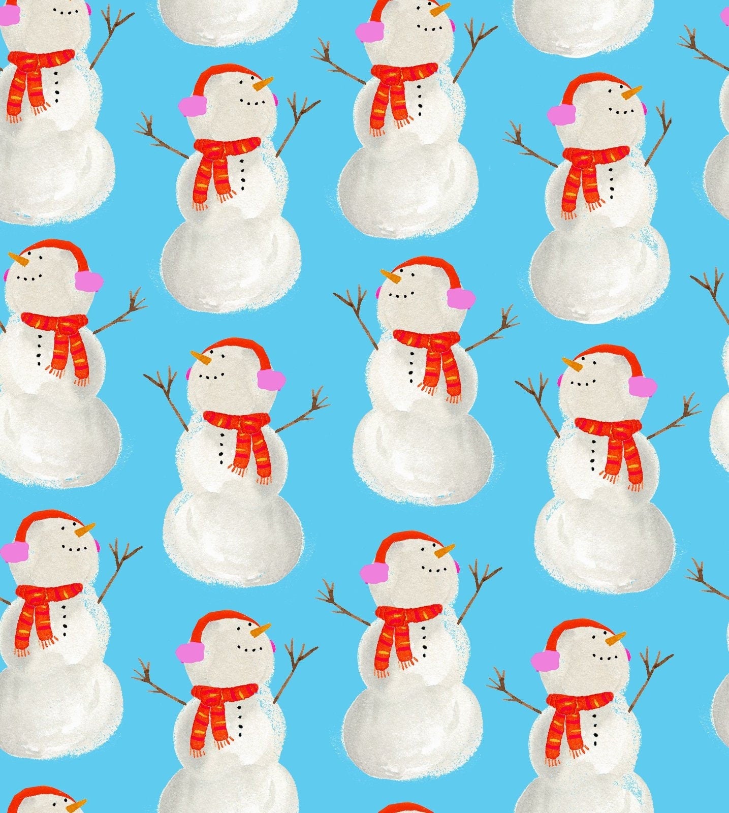 Christmas Snowman-  100% Cotton Freckle & Lollie FL-A Swell Noel D97-E Blue - Best in Snow-Man