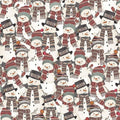 Christmas Snowman Fabric Cotton Timeless Treasures - Holiday 2023 - Let it Snow TT-Gail CD2007 Multi - Packed Hat & Scarf Snowmen