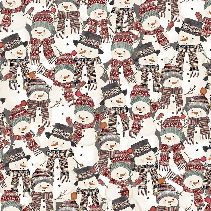 Christmas Snowman Fabric Cotton Timeless Treasures - Holiday 2023 - Let it Snow TT-Gail CD2007 Multi - Packed Hat & Scarf Snowmen
