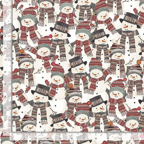 Christmas Snowman Fabric Cotton Timeless Treasures - Holiday 2023 - Let it Snow TT-Gail CD2007 Multi - Packed Hat & Scarf Snowmen