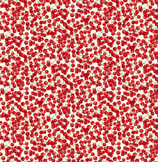 Winter Holly Berry Park cotton fabric- continuous cuts- A year of Art - cotton fabric- fast shipping!