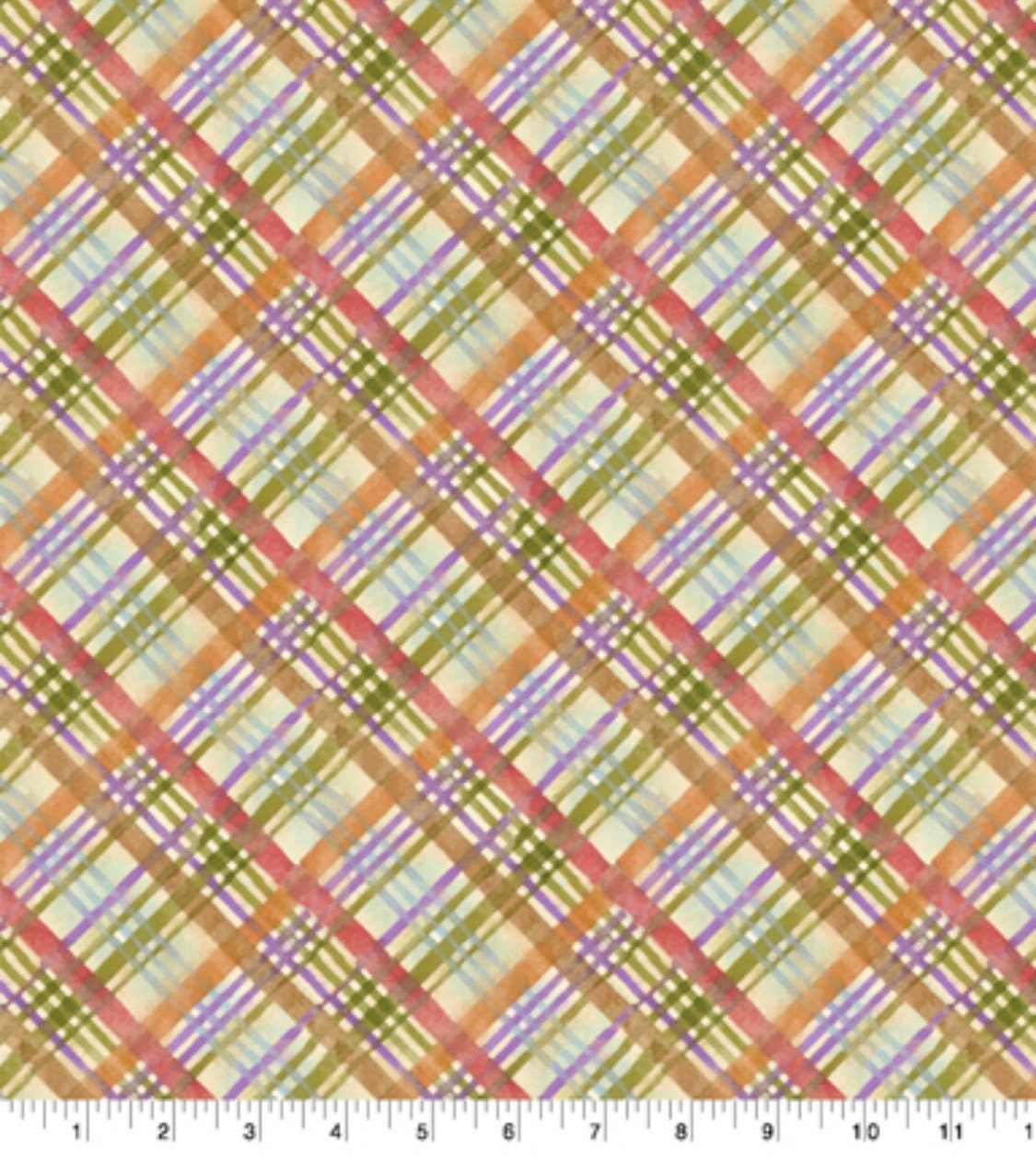 Susan Winget Fall Waterlogue Plaid Cotton Fabric  100% Cotton - Autumn