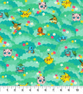Pokémon Friends Floral Tossed Cotton fabric- Robert Kaufman continuous cuts- 100% Cotton - Licensed Fabric