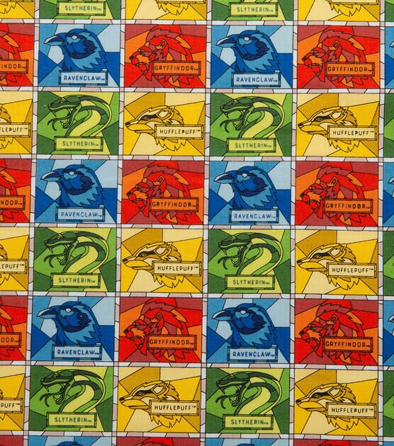 Harry Potter Stained Glass fabric- 100% Cotton - Continuous Cuts Licensed Fabric