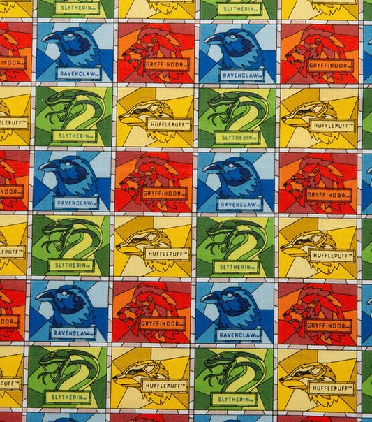 Harry Potter Stained Glass fabric- 100% Cotton - Continuous Cuts Licensed Fabric