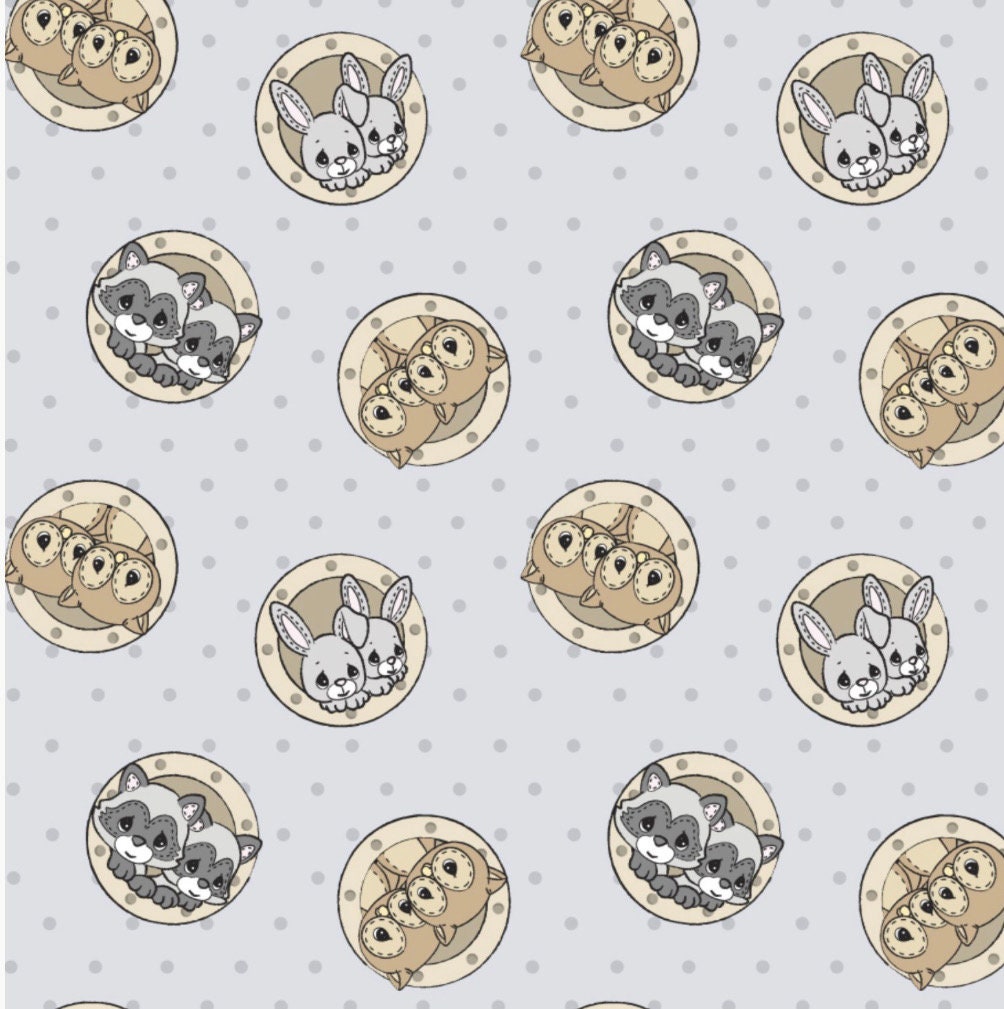 Precious Moments Animal Badges fabric- 100% Cotton - Licensed Fabric