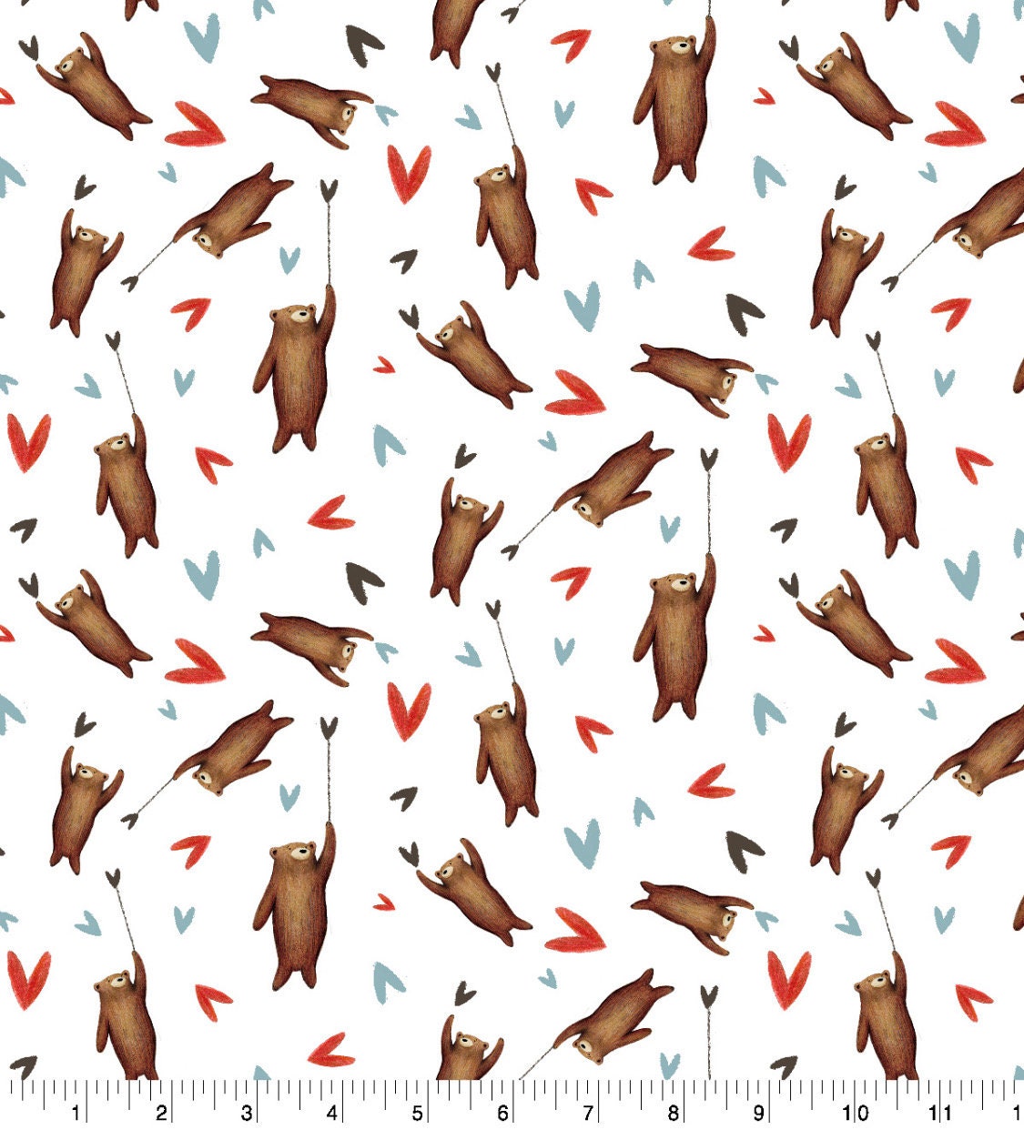 Baby Bear Balloon Nursery Cotton fabric 100% Cotton - continuous cuts-