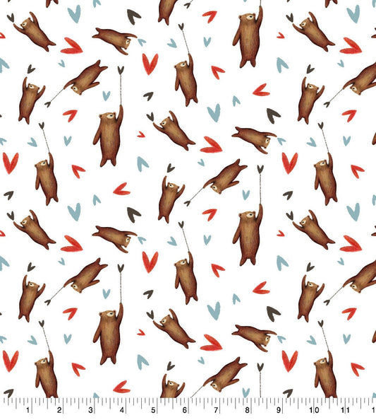 Baby Bear Balloon Nursery Cotton fabric 100% Cotton - continuous cuts-