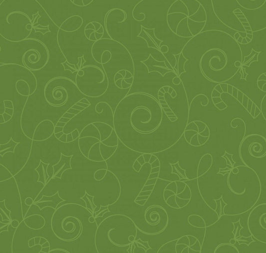 Cup Of Cheer Kimberbell Christmas Cotton Fabric Candy Cane Swirl-Green