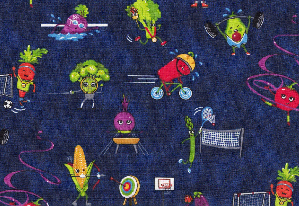 Active Veggies Fabric Traditions Cotton Fabric- continuous cuts - 100% Cotton -