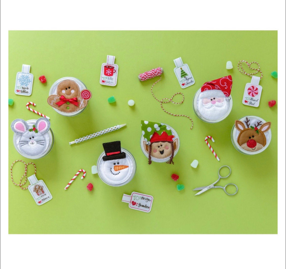 KIDKD5128 Kimberbell Holiday Jar Topper and Gift Tags CD Designers: Kim Christopherson, KimberBell