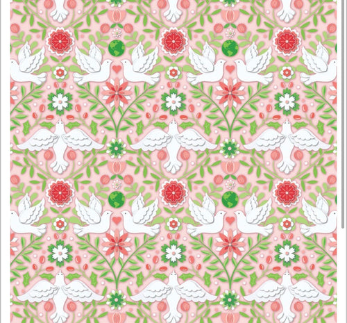 Christmas Peace Holiday Fabric -100% Cotton - Fabric- continuous cuts