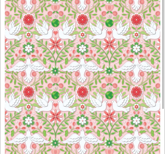Christmas Peace Holiday Fabric -100% Cotton - Fabric- continuous cuts