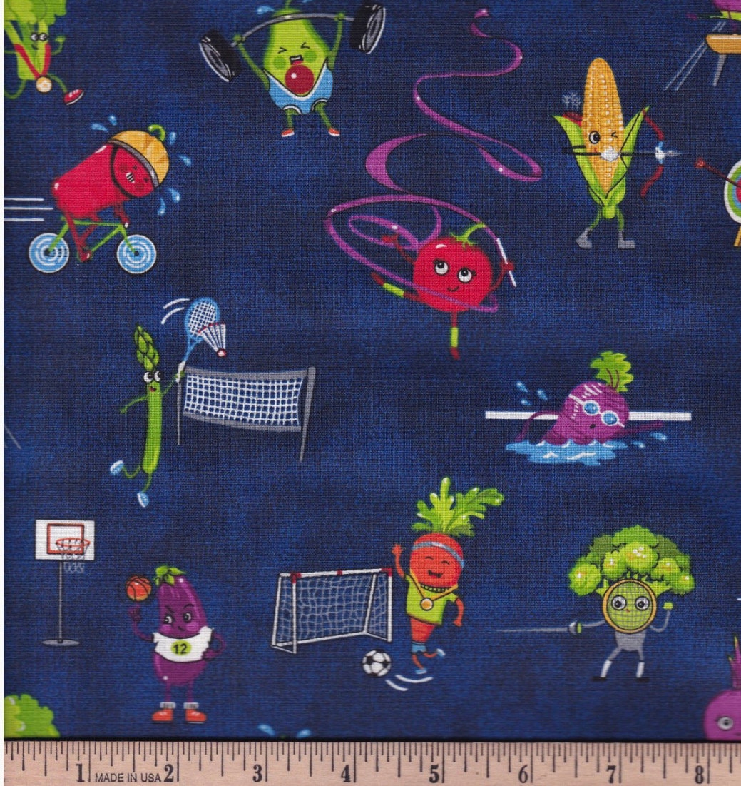 Active Veggies Fabric Traditions Cotton Fabric- continuous cuts - 100% Cotton -