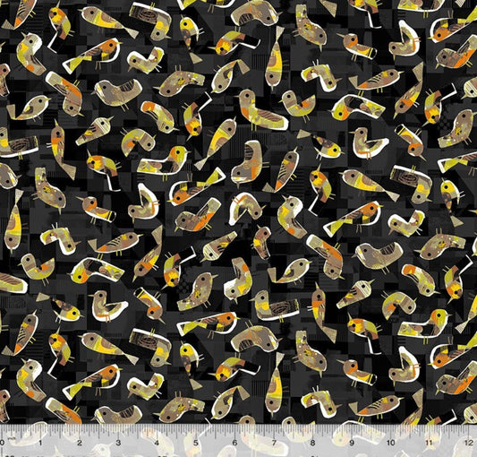 Catsville Night Birdie Cotton Fabric - 100% Cotton- Continuous Cuts 53485D-2 Catsville